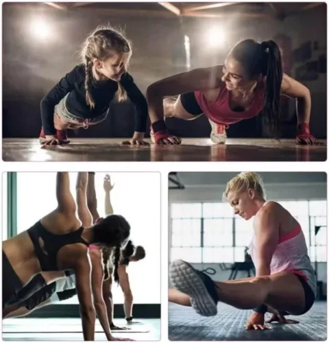 Vista 6 de Colchonetas para gimnasia para el hogar, 4 x 10 x 2 pulgadas, almohadilla de ejercicio de gimnasio con asas de transporte, alfombrilla de ejercicio