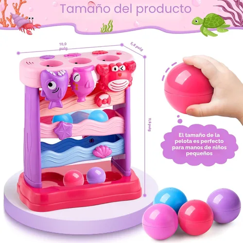 Vista 6 de V-Opitos Juguetes musicales para niños de 1 y 2 años, juguetes interactivos de alimentación con pelota, juguetes educativos Montessori, regalos
