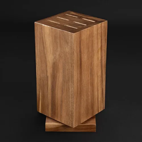 Vista 5 de SENKEN - Bloque magnético giratorio para cuchillos sin cuchillos, madera dura de acacia natural, rotación de 360 grados, imanes de neodimio ultra