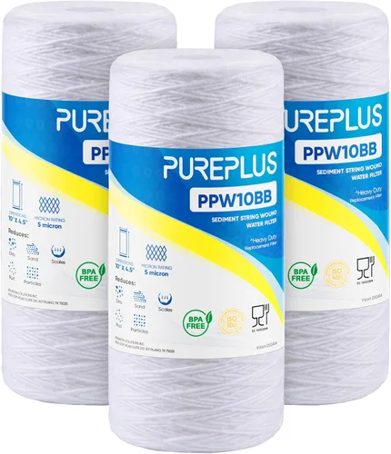 Vista 9 de PUREPLUS 1 Micron 10 x 4.5 Whole House String Wound Sediment Filter for Well Water, Replacement Cartridge for 84637, WPX5BB97P, PC10, CW5-BBS