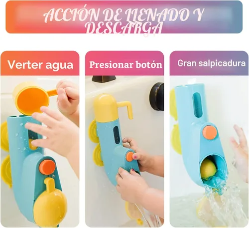 Vista 2 de Juguetes de Baño Submarino Fill N' Splash - Juguetes de Baño para Niños de 1-3-4-5 Años - Juguetes de Bañera para Niños y Niñas - Juguetes de Baño