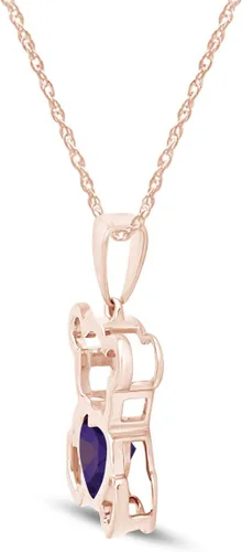 Vista 3 de Collar con colgante de oso de peluche con piedra natal para mujer Simulated Alexandrite