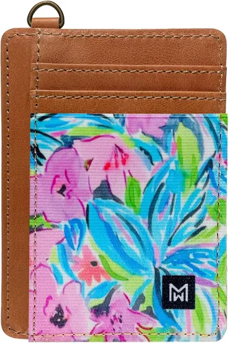 Vista 11 de Cartera Porta Tarjetas para Mujeres, Cartera delgada minimalista con bloqueo RFID, carteras de cuero, cartera elástica de bolsillo frontal