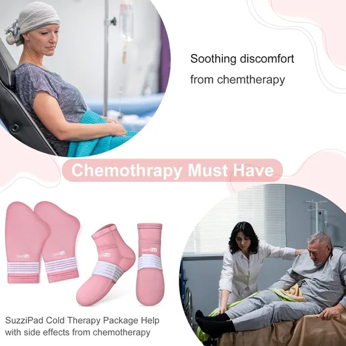 Vista 2 de SuzziPad Calcetines y guantes de terapia de frío para quimioterapia, imprescindibles para mujeres y hombres, ideales para calmar las molestias