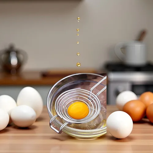 Vista 5 de Separador de huevos de plata, herramienta separadora de yema blanca, divisor de huevos de acero inoxidable de grado alimenticio, extractor