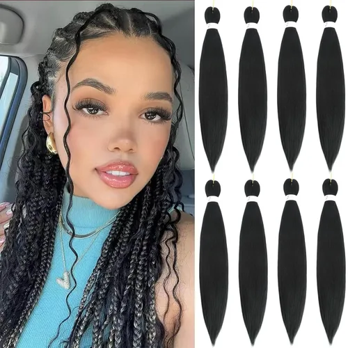 Vista 21 de Firstcyh Hair Cabello trenzado preestirado de 12 pulgadas, cabello trenzado 1B para mujeres negras, 8 paquetes de cabello trenzado bohemio