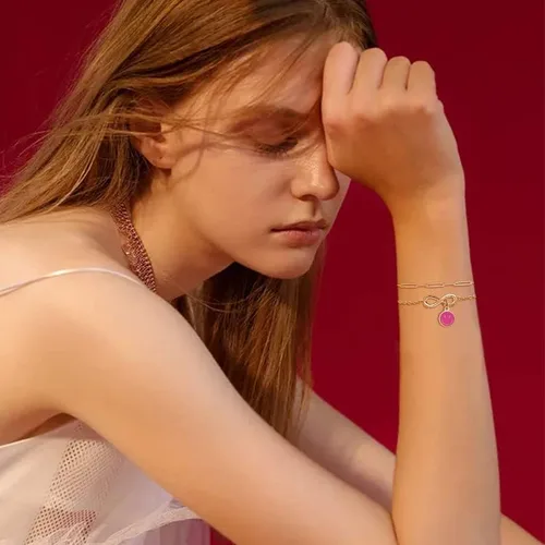 Vista 5 de Delicadas pulseras de oro en capas para mujer con relleno de oro de 14 quilates ajustable con capas de cara sonriente linda pulseras de oro