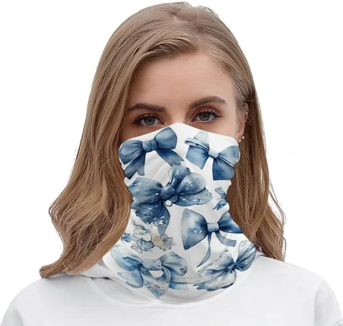 Vista 5 de Sun UV Protection Neck Gaiter Upf 50+ Balaclava Ski A Set of Blue Bows Face Mask Summer Face Cover Scarf Breathable Bandana for Fishing Hunting