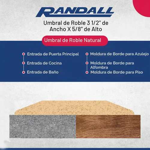 Vista 3 de Fácil instalación preperforada, 3 1/2 pulgadas de ancho x 5/8 pulgadas de alto, umbral de madera de roble rojo sin terminar (3 pies de largo)