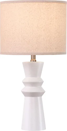Vista 7 de Juego de 2 lámparas de mesa minimalistas de cerámica blanca de 24.75 pulgadas, lámpara de mesa auxiliar moderna Neutral White Lamps Set of 2, For