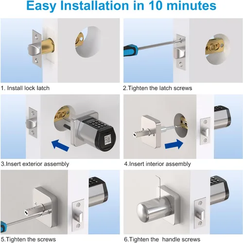 Vista 4 de WELOCK Cerradura Inteligente WiFi para Puerta, Perilla de Entrada sin Llave 5 en 1 con Seguridad de Bloqueo Automático, Control de Aplicación
