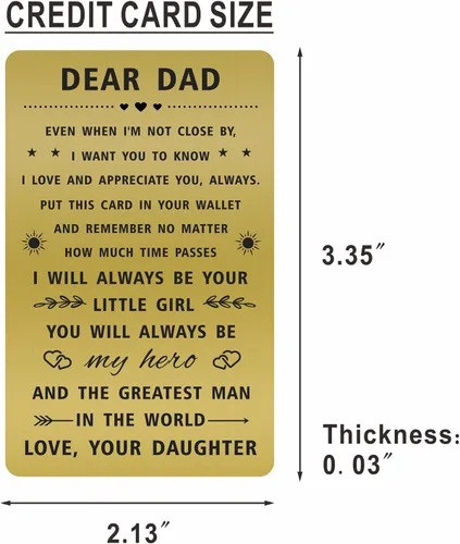 Vista 2 de SOUSYOKYO Tarjeta de regalo para el día del padre de parte de la hija, tarjeta de latón personalizada para papá para hombres cosas significativas