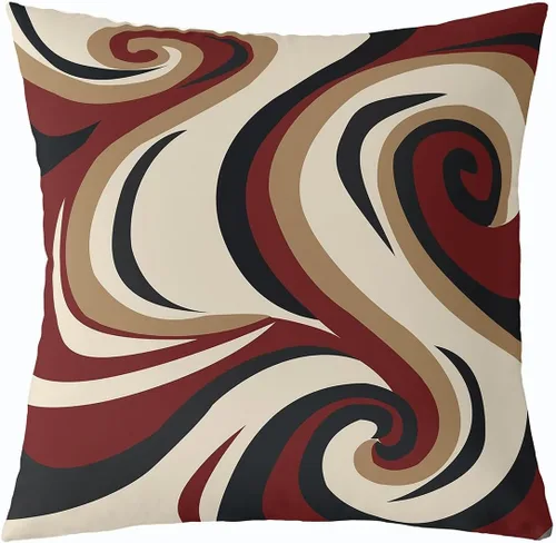 Vista 45 de Funda de almohada moderna con estampado de líneas geométricas de doble cara de 16 x 16 pulgadas, funda de almohada cuadrada suave con remolinos