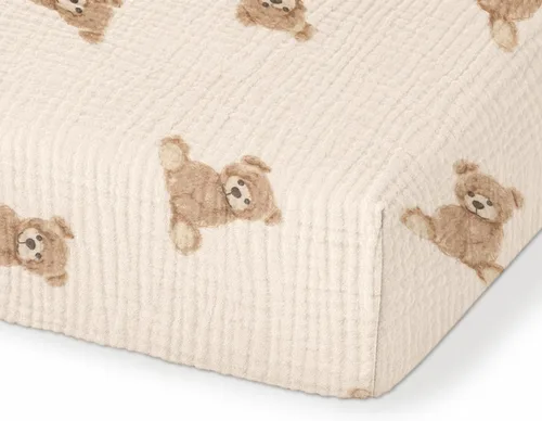 Vista 20 de Sábanas orgánicas para cuna de bebé de 33 x 17 pulgadas, 100% algodón de muselina para bebé, niña, niño, funda de colchón ajustable suave compatible