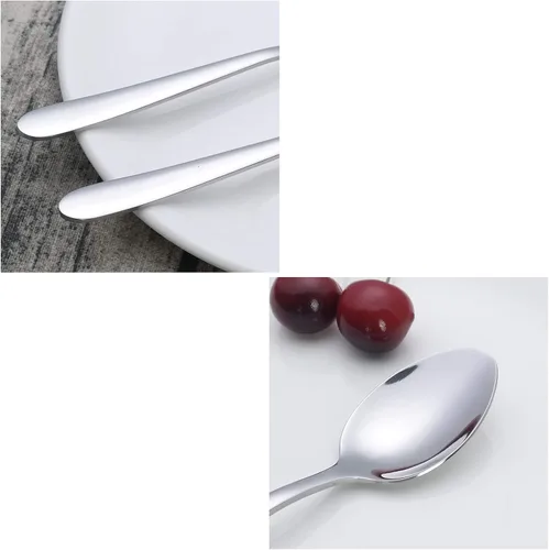 Vista 3 de Cuchara de postre de acero inoxidable de 12 piezas, juego de cucharas de cubiertos