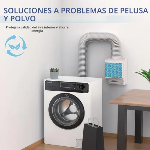 Vista 7 de Kit de ventilación de secadora interior 3 en 1, caja de ventilación de secadora con filtro de malla de acero inoxidable, sistema de cajón de agua