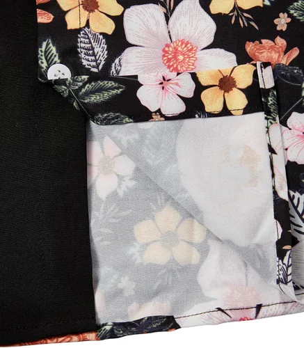Vista 3 de OYOANGLE Conjunto de 2 piezas para hombre con estampado casual de manga corta con botones y pantalones cortos