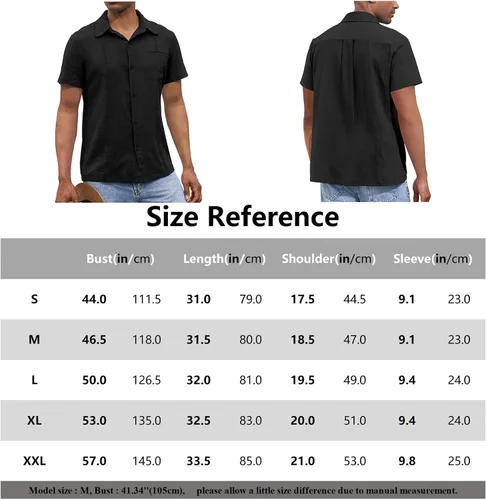 Vista 7 de Ranberone Men's Short Sleeve Cuban Guayabera Shirt Casual Button Down Cotton Linen Beach Summer Shirt