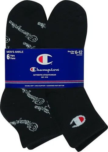 Vista 2 de Champion Calcetines para hombre, calcetines de tobillo, calcetines deportivos acolchados, paquete de 6 y 12 pares