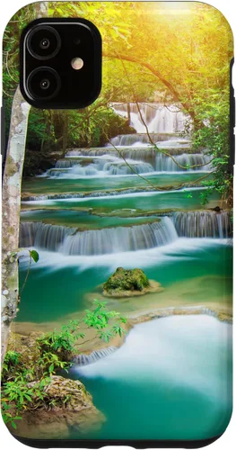 Vista 5 de Funda para iPhone 15 Tropical waterfall ponds