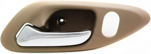 Vista 2 de Para Honda Accord 1998 99 01 2002 Manija de puerta interior delantera, lado del conductor Bisel beige con palanca cromada Con botón de bloqueo