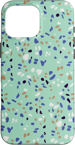 Vista 19 de Fun Vintage Green, Blue, White and Black Terrazzo Case for iPhone 16