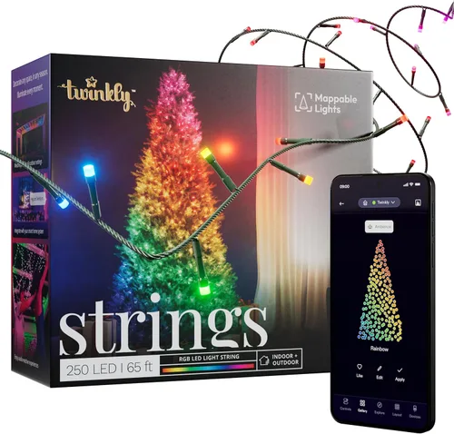 Vista 16 de Twinkly Cuerdas de 250 luces LED blancas, cadena de luces LED para exteriores e interiores, luces blancas de Navidad de cálido a fresco, LED