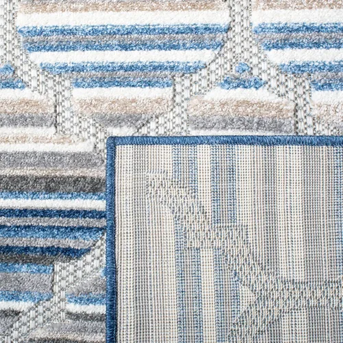 Vista 5 de SAFAVIEH Alfombra lavable para exteriores, colección Cabaña, 2'2" x 5', azul y gris, no desprende pelusa y fácil de limpiar, entrada puerta