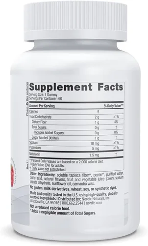 Vista 2 de Nordic Naturals Gomitas de Melatonina Sin Azúcar, Frambuesa - 60 Gomitas - 1.5 mg de Melatonina - Gran Sabor - Sueño Reparador, Soporte Antioxidante