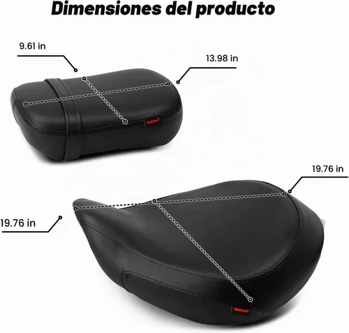 Vista 2 de Asiento de pasajero de motocicleta negro sin patrón compatible con Shadow ACE VT750 VTC750C VTC750CD 1998-2003