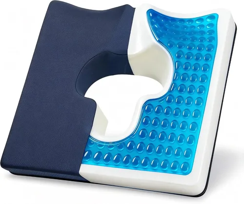 Vista 12 de Cojín de asiento de silla de ruedas de gel, cojines para dolor de cama para glúteos, almohada de espuma viscoelástica para hemorroides para sillas