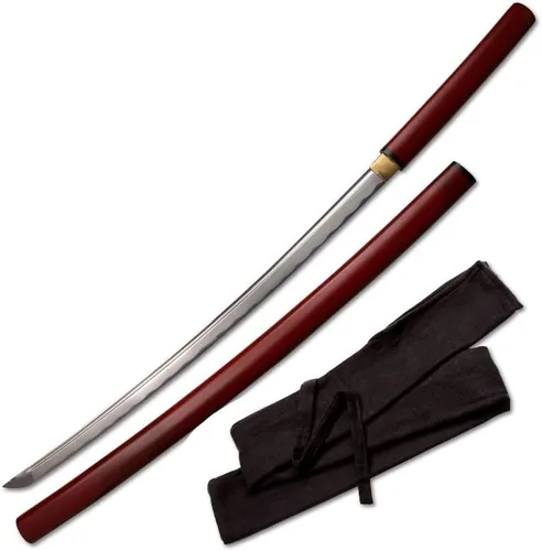 Vista 3 de Espada Samurai Japonesa Shirasaya Hecha a Mano, Katana Filosa, Hoja de Acero de Alto Carbono