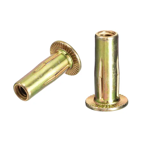 Vista 12 de uxcell Tuercas remachadoras multiagarre 1/4-20, 5 piezas de vástago preabombado cabeza plana roscada tuerca de inserción chapada en zinc dorado