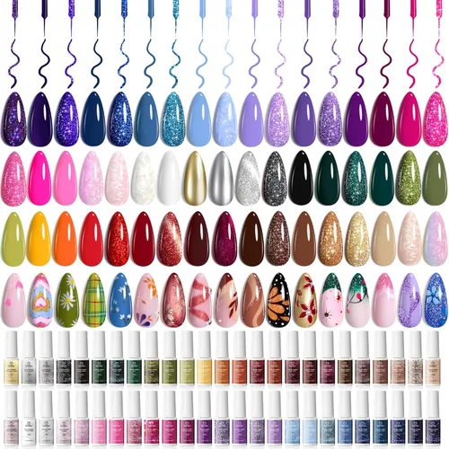 Vista 24 de Beetles - Kit de esmalte de uñas de gel con luz UV, 20 colores, juego de 31