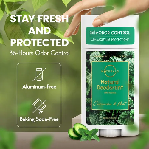 Vista 2 de Desodorante natural para mujeres y hombres (menta de pepino) – Desodorante sin aluminio para mujeres, desodorante natural para hombres, desodorante