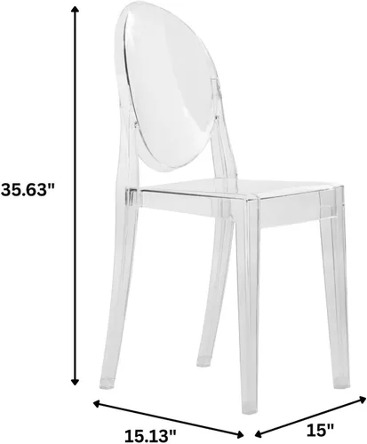 Vista 3 de LeisureMod Marion Mid-Century - Silla de comedor de acrílico moderna, silla apilable de plástico para comedor y cocina, juego de 2 (transparente)