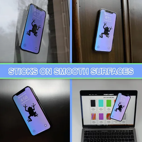 Vista 6 de StickyGrippy Soporte de Tarjetas con Ventosa, Cartera para Teléfono, Accesorio Adhesivo de Silicona para iPhone y Android, Soporte de Ducha con Negro