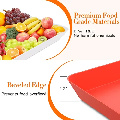 Vista 3 de WOWBOX 4 bandejas de servir para entretenimiento, platos para servir aperitivos, frutas, galletas, postres, bandejas de plástico reutilizables