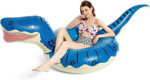 Vista 8 de Jasonwell Flotador inflable de aguacate para piscina con bola y Jasonwell inflable de dinosaurio, tubo flotante para niños y niñas, flotador T-Rex