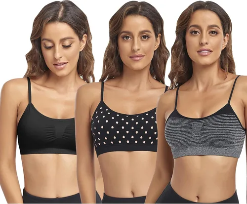 Vista 11 de Litthing Bralettes Padded for Women Cami Strap Bra Seamless Sportsbra Wireless Comfort Yoga Lightly T-Shirt Tank Tops