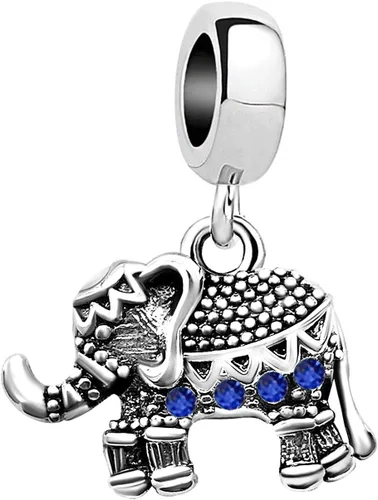 Vista 14 de KunBead Dijes colgantes de cumpleaños con piedra natal de elefante compatibles con pulsera Pandora para mujer Abril