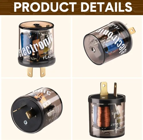 Vista 6 de Reginary 2 unids 12V 2 Pin Electrónico LED Flasher Relé LED Luz de señal de giro de dos clavijas redonda resistente 20 amperios Compatible