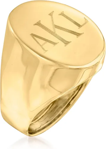 Vista 3 de Ross-Simons Italian 14kt Yellow Gold Oval Personalized Signet Ring