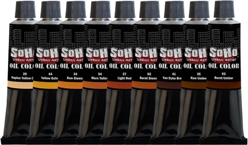 Vista 24 de Soho Urban Artist Juego de tubos de pintura al óleo de 24 a 0.4 fl oz, aceites de triple fresado con linaza refinada, aplicación suave, mezclas