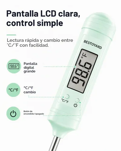 Vista 2 de BESTOYARD Medidor de temperatura para uso alimentario – Medición precisa de temperatura para leche de bebé, fórmula de leche para bebés, cocina