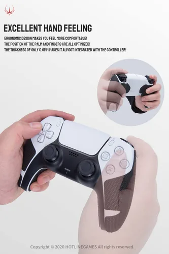 Vista 4 de HOTLINEGAMES Empuñaduras de control compatibles con PS5 Dualsense, accesorios de control de PlayStation 5, kit de piel, cinta de agarre