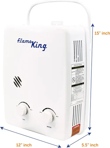 Vista 8 de Flame King YSNAZ132 - Calentador de agua portátil sin tanque de gas propano 5L 1.32GPM a 34,000 BTU, ducha instantánea de agua caliente al aire