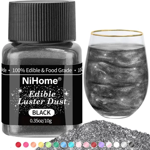 Vista 37 de NiHome Polvo brillante comestible de grado alimenticio con purpurina para decoración de alimentos, polvo metálico para bebidas, vino, bebidas, Blanco