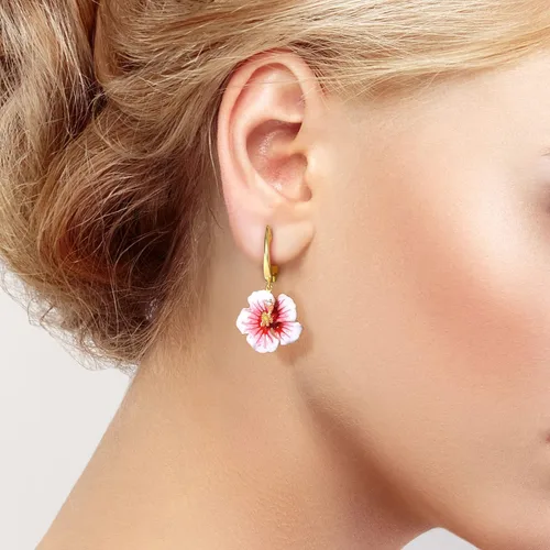 Vista 5 de Santuzza - Pendientes de plata de ley con flores esmaltadas y gemas de plata esterlina