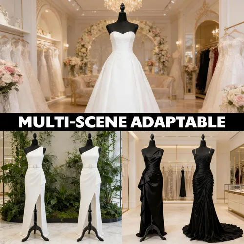 Vista 3 de Forma de vestido femenino ajustable, torso de maniquí pinable con soporte de trípode para exhibición